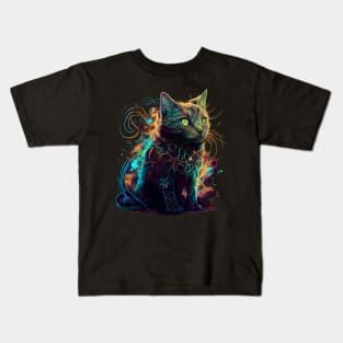 A graceful and fascinating cat with green eyes. Kids T-Shirt